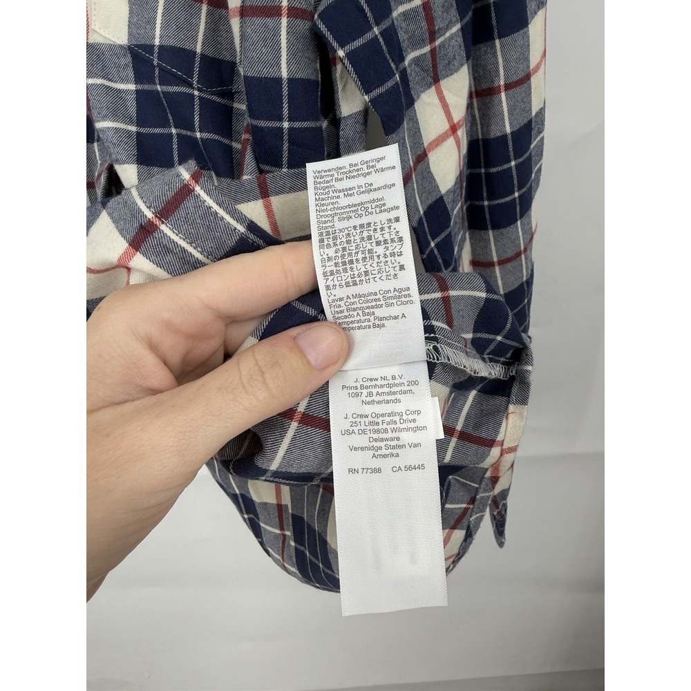 J. Crew‎ Factory Button Front Plaid Flannel Shirt Women L Blue Western Preppy - Picture 6 of 9